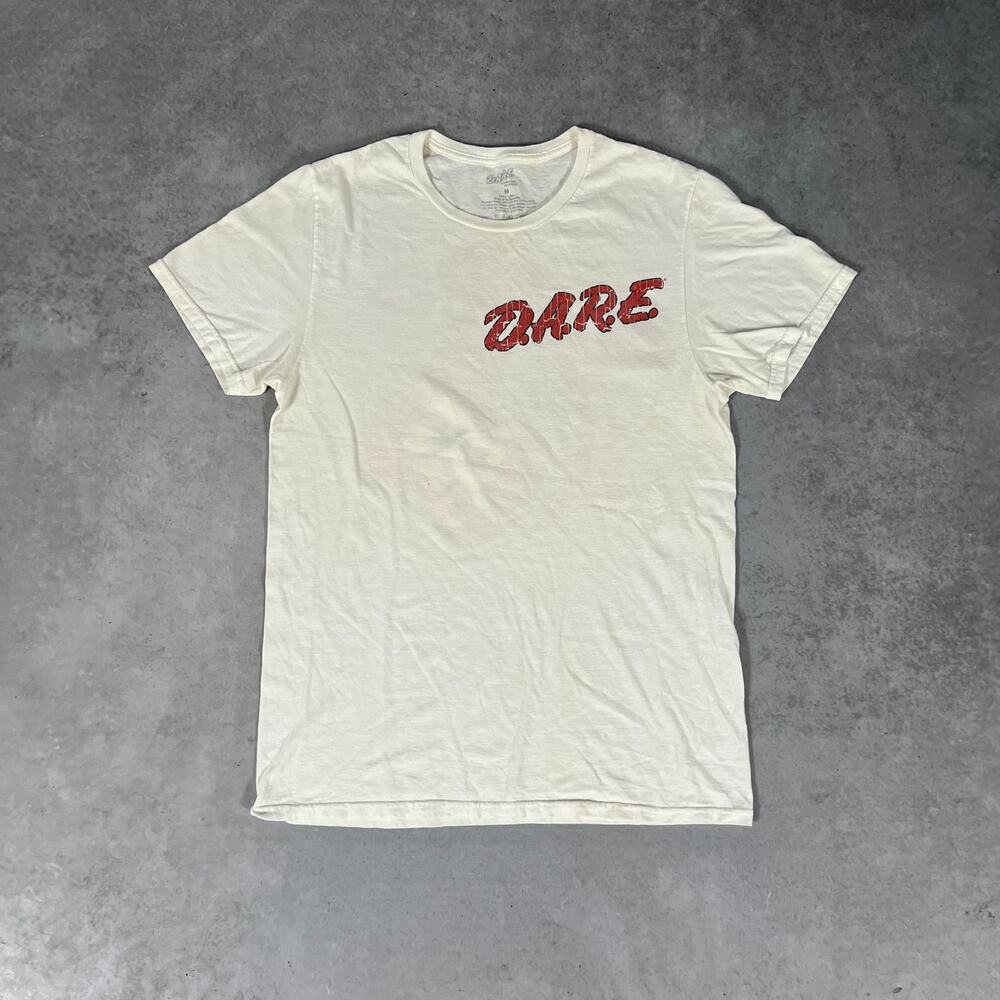 D.A.R.E. Kids Off Drugs Men's White Graphic Tee Size Medium Lion Design